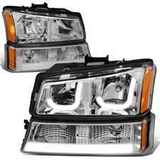 Fit 03-07 Chevy Silverado Pair J-halo Led Drl Chromeamber Headlight Bumper Lamp Fit 03-07 Chevy Silverado Pair J-halo Led Drl Chromeamber Headlight Bumper Lamp