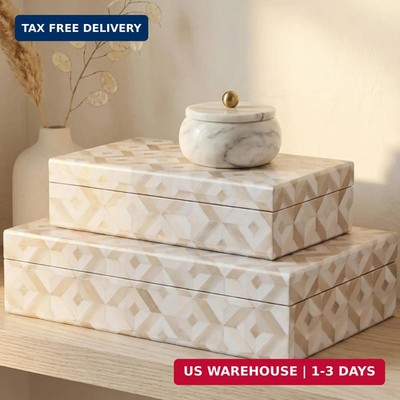 ZICOTO Decorative Storage Boxes with Lids - Set of 2 Beautiful Organizer Bins fo