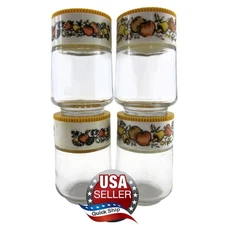 Set of 4 Gemco Spice of Life Spice Jar Shaker Glass Corning Corelle Replacement