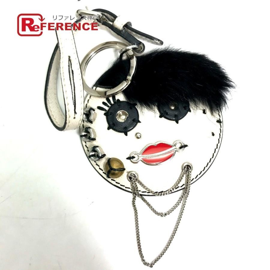 Prada Mirragaq White Logo Chain Keychain Bag Charm Accessory Japan RIN