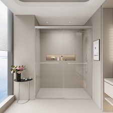 56-60in W x72in H Double Sliding Shower Door,Semi-frameless Bypass Bathroom Door