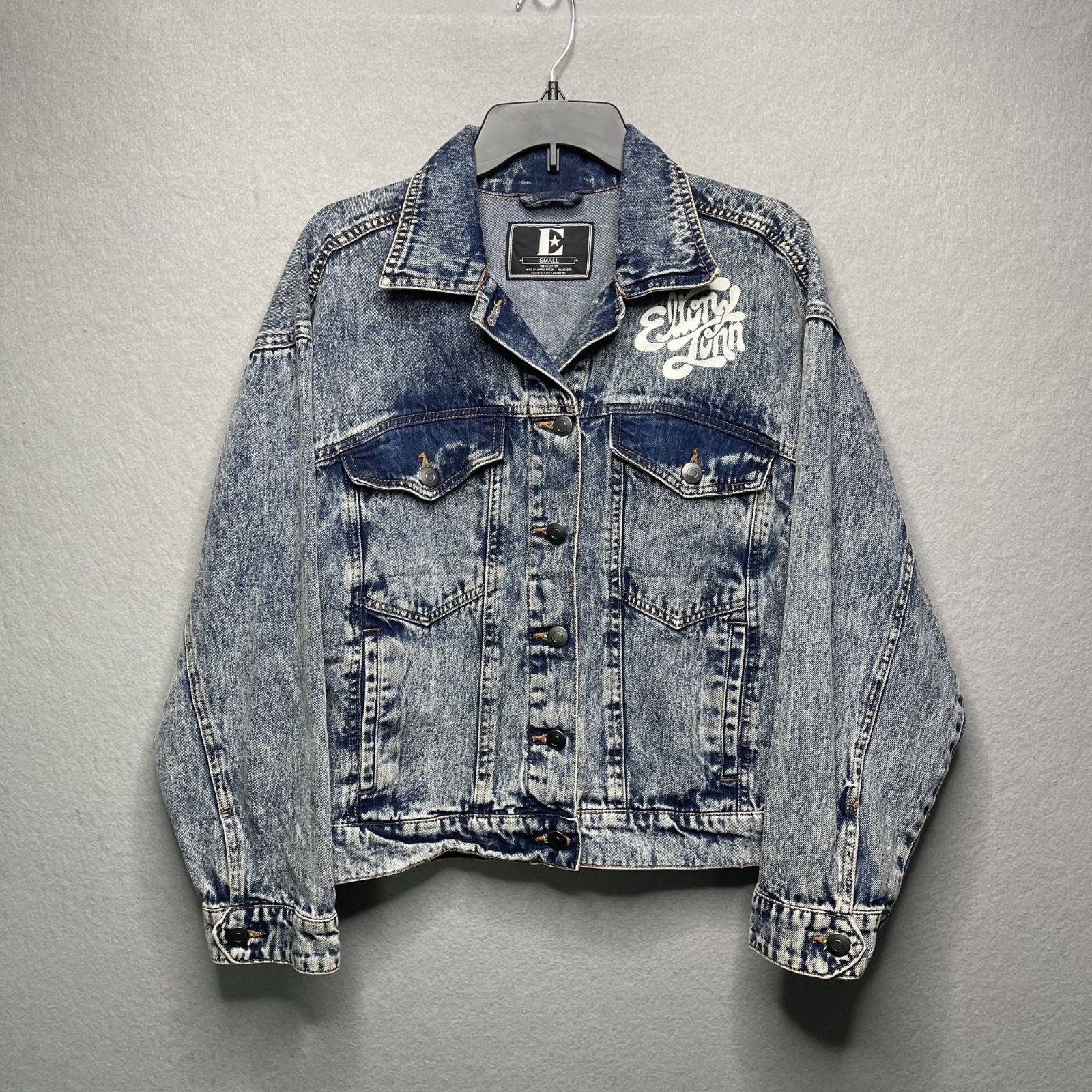 Elton John Womens Acid Wash Denim Jean Jacket S Authentic Me