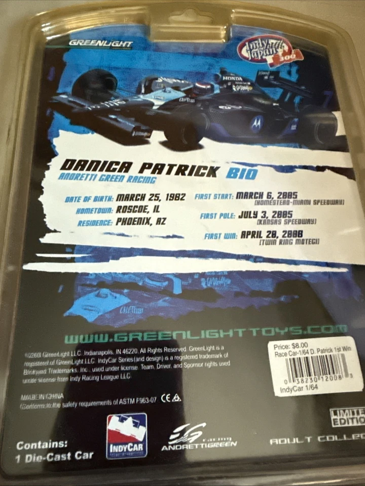 🔥🔥#7 Danica Patrick autografiada 1/64 2008 ganador de Japón IndyCar Foto 2 de 4