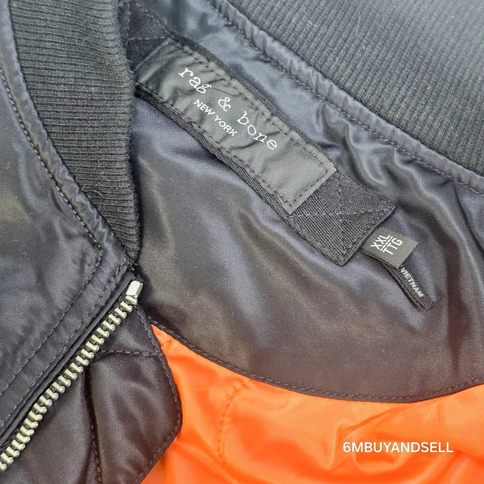 rag & bone Manston Bomber Jacket Men's 2XL Black MA-1 ASO Kanye Flaws - Image 3 of 4