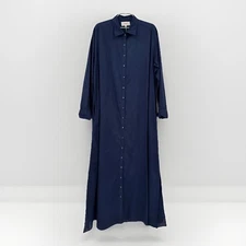 Xirena Navy Blue Boden Dress size M Medium A-Line Maxi Shirt Dress 100% Cotton *