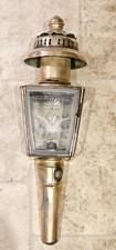 Vintage Brass Carriage Lantern With Ornate Glass