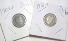1916-P 1900-P Barber Head 90% Silver Dimes Lot of 2 #59