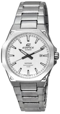 Casio EDIFICE Edelstahl Weißes Zifferblatt Quarz EFR-S108D-7A 100M Herrenuhr