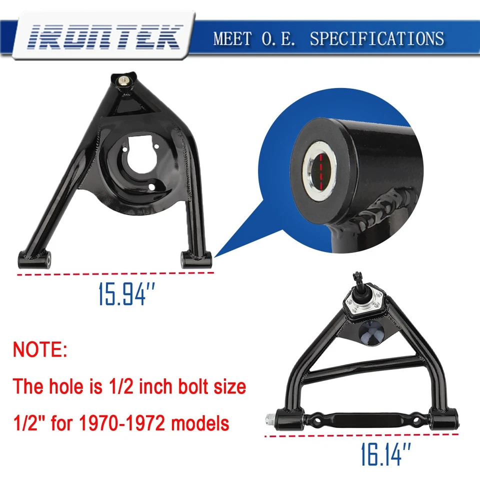 Juego de brazos de control Irontek para Pontiac Firebird Chevrolet Camaro 1970-1981 tubular Foto 2 de 4