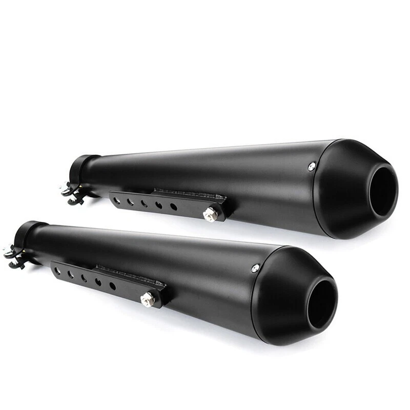 2X Fit For Harley Reverse Cone Megaphone Exhaust Pipes Motorcycle Mufflers Black Foto 4 de 4