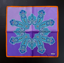 Daniel Cremieux Pocket Square Silk 4 Tone Purple Paisley 16.5"