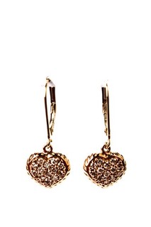 Designer Damen 13K Gelbgold Diamant Pave Herz Ohrhänger 2 7 g