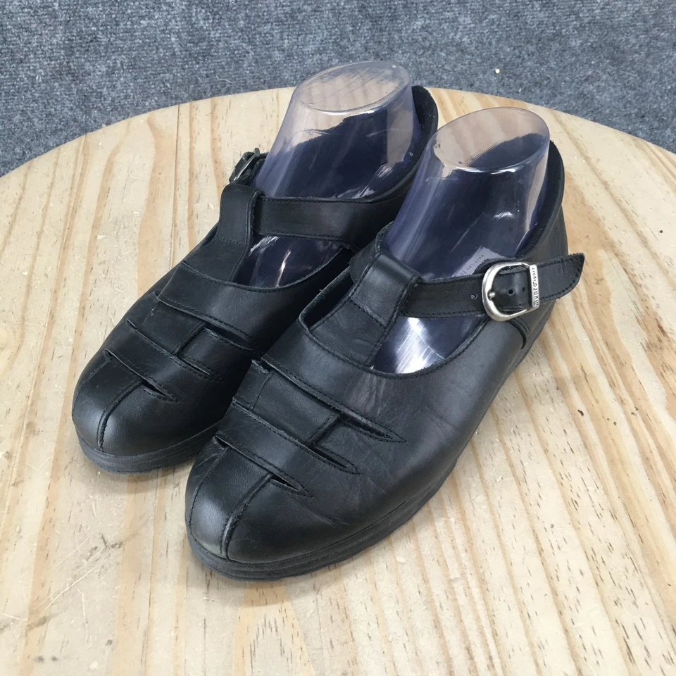 Zapatos deportivos Munro para mujer 8 WW informales correa en T Mary Jane planos cuero negro Foto 3 de 4