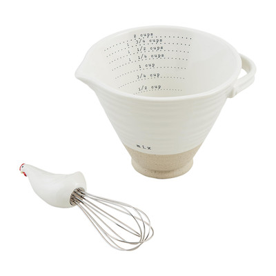 Mud Pie Farm Measuring Cup Set Cup 4 1/4 X 6 1/4 Whisk 5 1/2 40480012