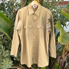 Vintage 1990s Dickies USA Work Shirt Khaki 16-16.5x33 Made in USA