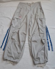 UFO Parachute Pants - Beige - Medium 34/30 - Defect: See Pics - 2000s Rave
