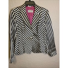 Basler Black/White Striped Silk Blazer Pink L...