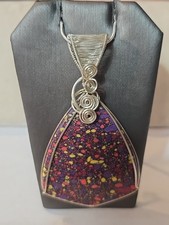 Artisan Wire Wrapped Sterling Silver Necklace Pendant Natural Stone OOAK Jewelry
