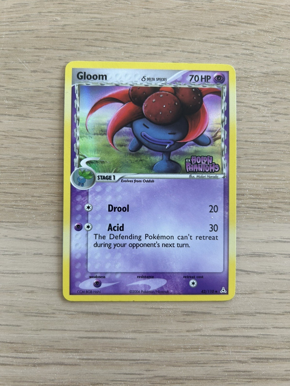Gloom Delta Species 42/110 EX Holon Phantoms Stamped Reverse Holo LP