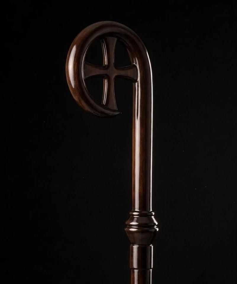 Wooden Bishop Crozier Carved Lamb of God Clergy Pastoral Staff 72" For Gitable