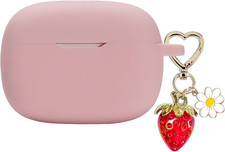 For JBL Vibe Beam/Jbl Vibe 200TWS Case Cover,Cute Strawberry Charm Keychain,Soft