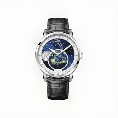 AGEOLOCER Mechanical Wristwatch 3D Moon Phase & Skeleton Dial for Dress  6401A1