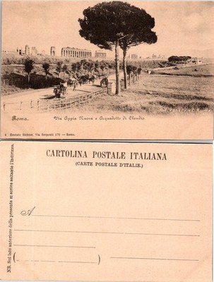 Roma Via Appia Nuova e Acquedotto di Claudio Italy Postcard Unposted Sepia