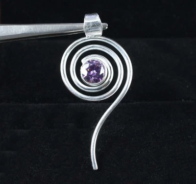 Pendentif solitaire femme diamant rond violet certifié 1,13 ct qualité... - Photo 1/4