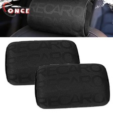 2pcs Recaro Fabric Black Headrest Pillow Supports Racing Neck Rest Seat Material