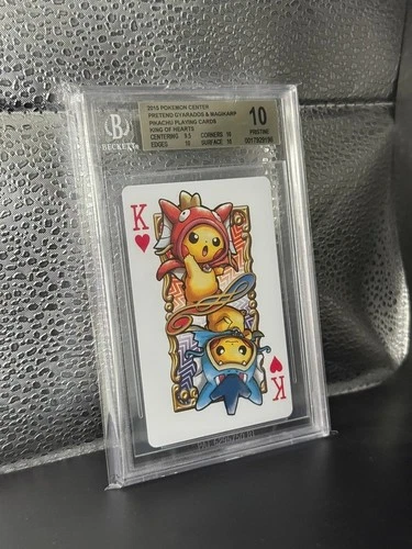 2015 POKEMON PRETEND GYARADOS & MAGIKARP PIKACHU POKER KING OF HEARTS BGS 10
