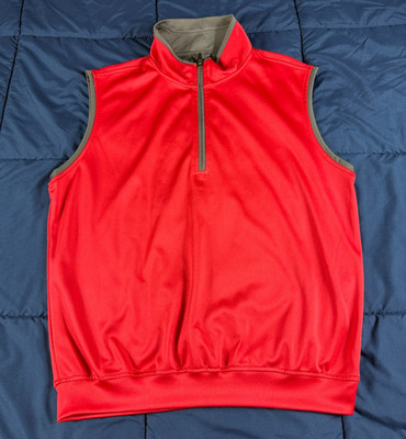 Zero Restriction Vest Mens Medium Red Golf Tour Series 1/4 Zip Pullover