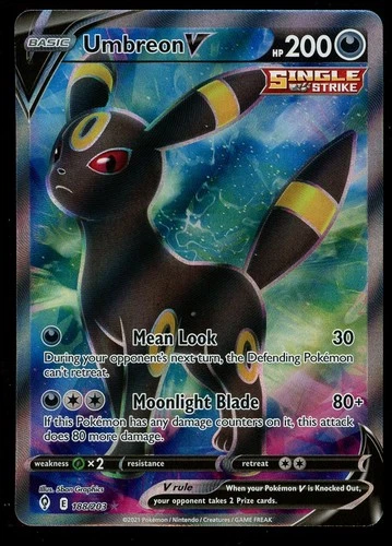 Pokemon Umbreon V 188/203 Sword & Shield Evolving Skies Full Art Card Near Mint