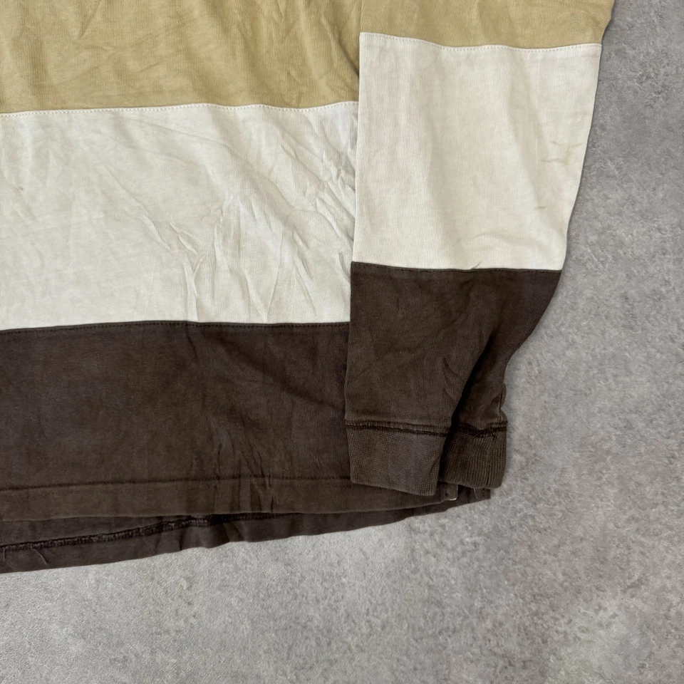 Lee Rugby Polo Shirt Mens 2XL Long Sleeve Striped Top, Brown - Image 3 of 4