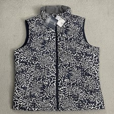 Lands End Blue White Down Feather Quilted Vest Women's Size L 14-16 NWT
