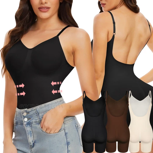 Damen-Bodysuit mit niedrigem Rücken Ganzkörpershaper Abnehmen Formende Tops Fajas Formen - Bild 12 von 29