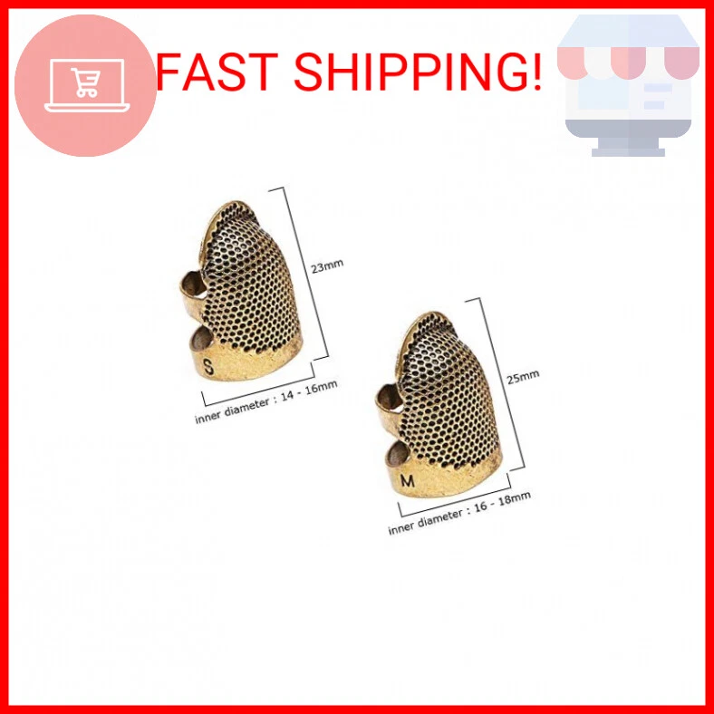 Paquete de 4 protectores de dedos de dedal de costura, protector protector de metal ajustable para dedos Foto 2 de 2