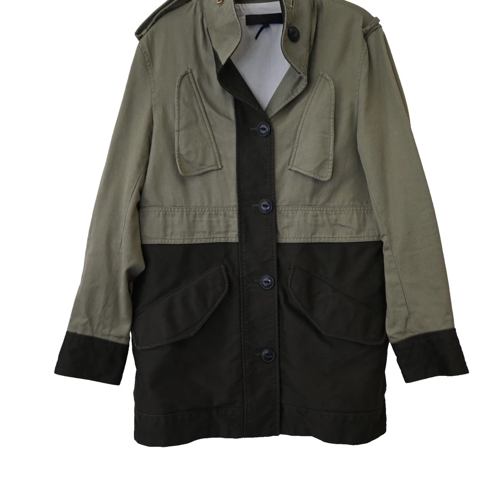 Chaqueta Militar Rag & Bone Talla 0 Mujer Verde Ejército Marrón Botón Frontal Utilidad Foto 3 de 4