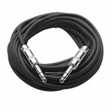SEISMIC AUDIO - Black 1/4" TRS 25' Patch Cable - Balanced - Effects, EQ, Mixer
