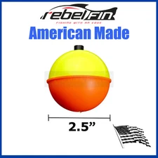 2.5" inch ROUND - Orange & Yellow - Fishing Bobber Float - 3 to 250 Count Pack