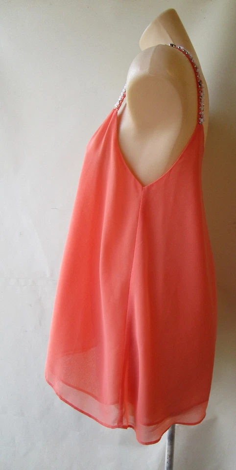 Valley Girl Size 10 coral top beaded sleeveless  lined - image 3 of 4