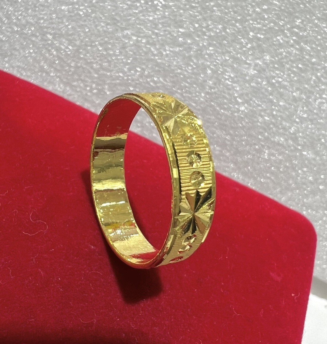 24K Yellow Gold Flat Shape Unisex Design Ring | eBay