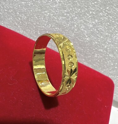 24K Yellow Gold Flat Shape Unisex Design Ring | eBay