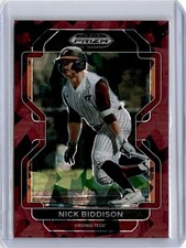 2022 Prizm Draft Picks Burgundy Cracked Ice Nick Biddison 20/23 (B22) Dodgers