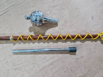 SI - DRUM MAJOR'S MACE/STAVE BROWN SHAFT with GOLD SILK CORD