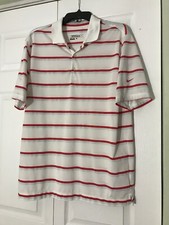 NIKE GOLF Tour Performance Men  s Dri-Fit Golf Polo Size L White/w Stripes