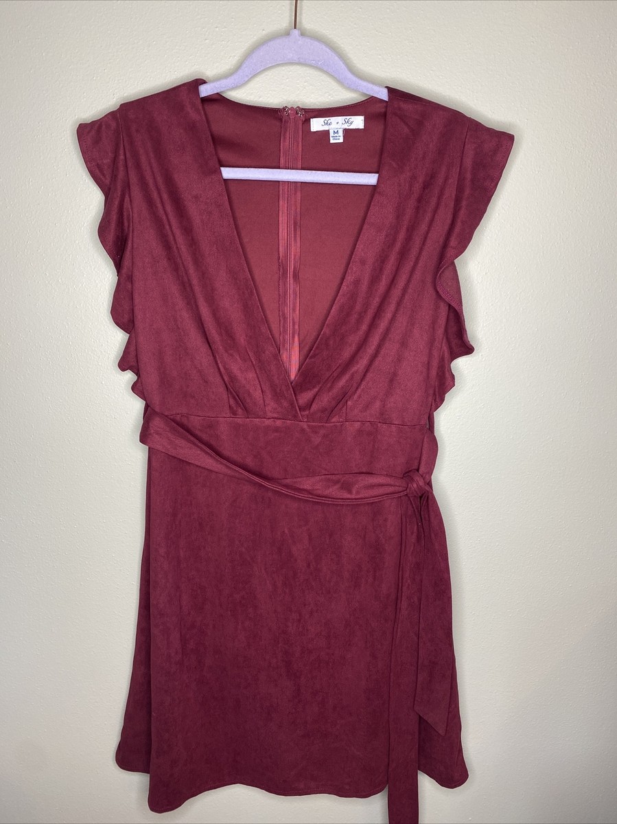 burgundy faux suede dress Another Love Cassidy Suede Dress (Burgundy) – POSH STYLE main image 1