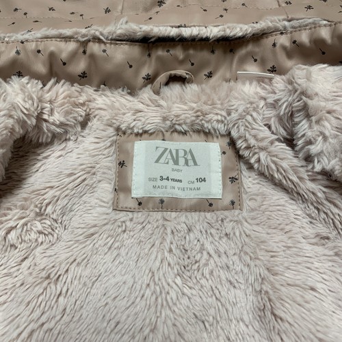 Zara Baby Girl Size 3-4 Years Pink Floral Print Fleece Lined Raincoat HoodJacket - Picture 3 of 24