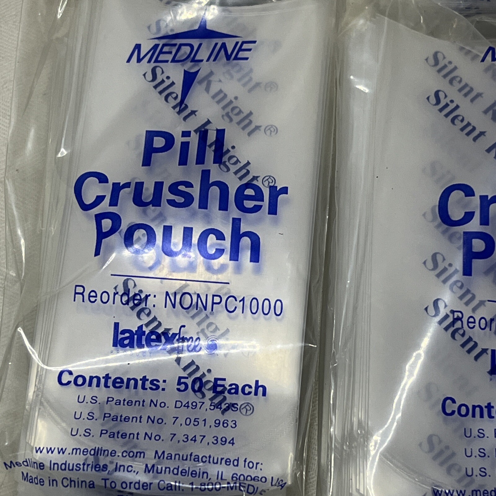 Medline Silent Knight Pill Crusher Pouches *200* 4 packs of 50 each NONPC1000 eBay