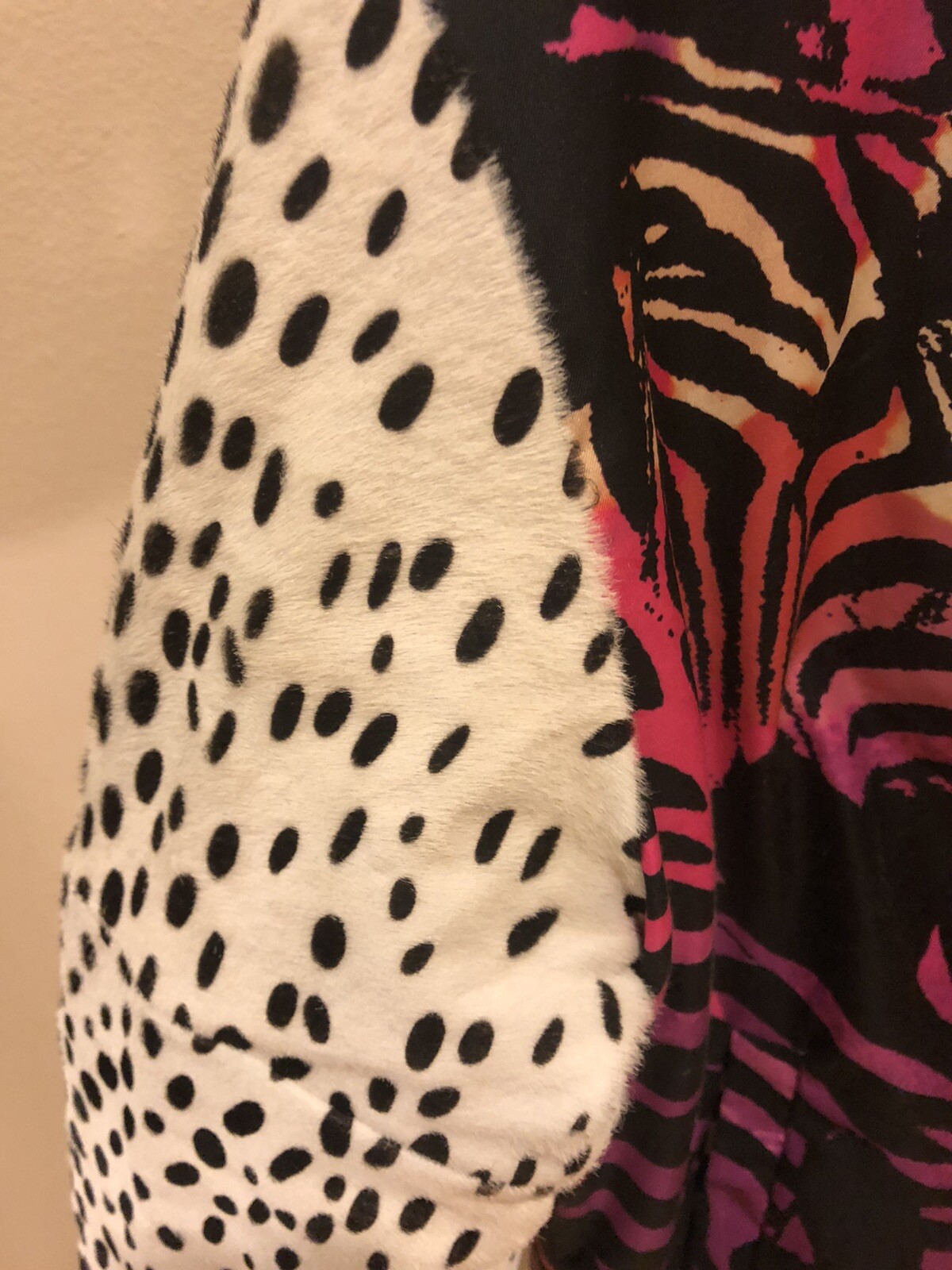 GIACCA BOMBER REVERSIBILE QUINDICI E MEZZA VERNICE Tiger Leopard Pony Hair taglia L