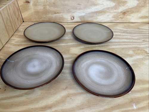 Set of 4 Sango Nova Brown 8 “ Salad Plates # 4933 - Stoneware